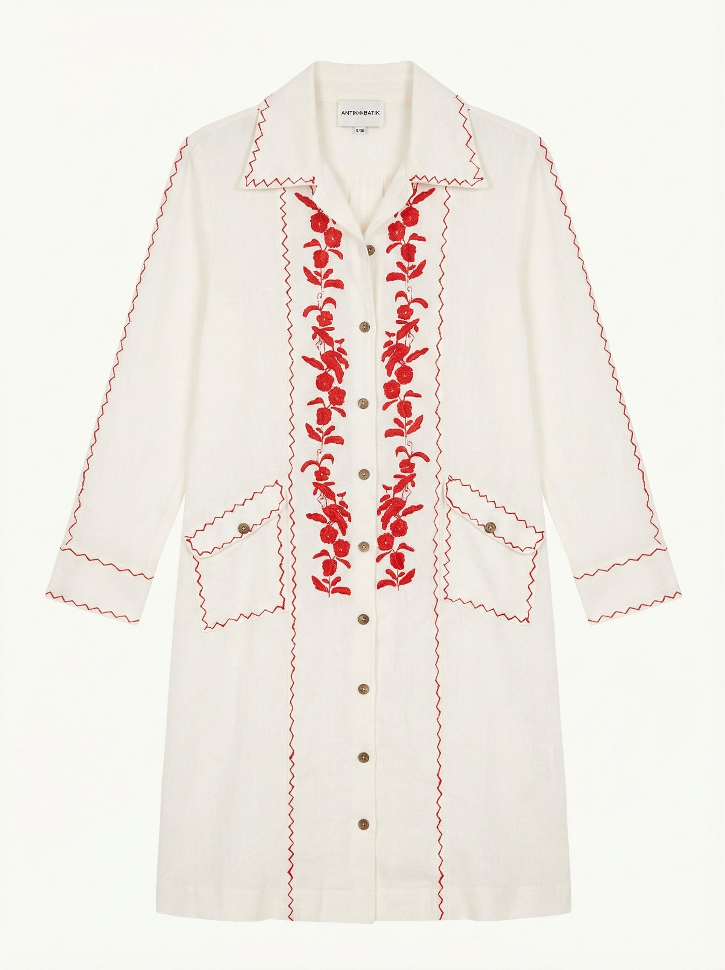 Robe mi-longue en coton brodé