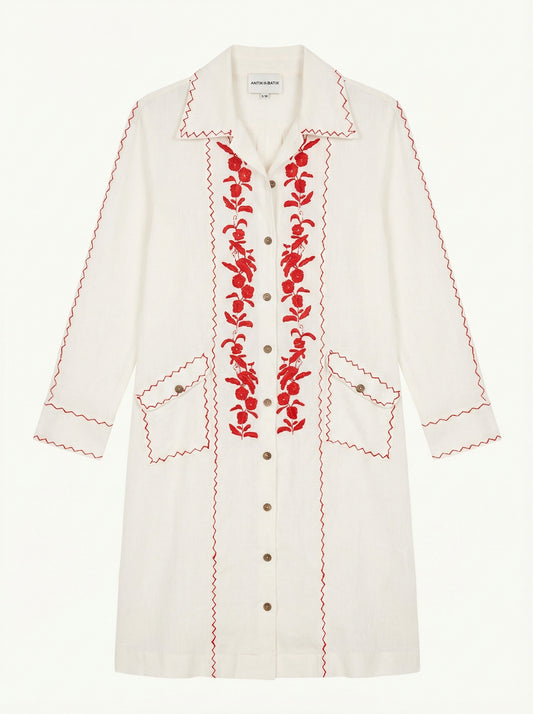 Vestido midi de algodón bordado