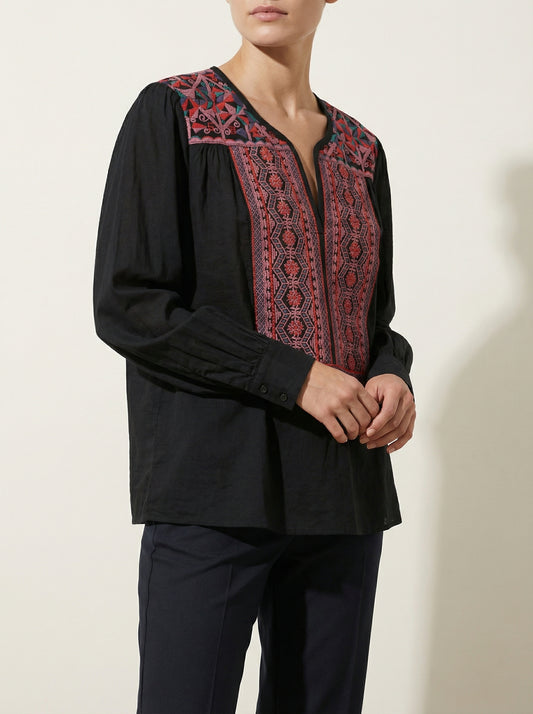 Blouse noire brodée neuve avec étiquette