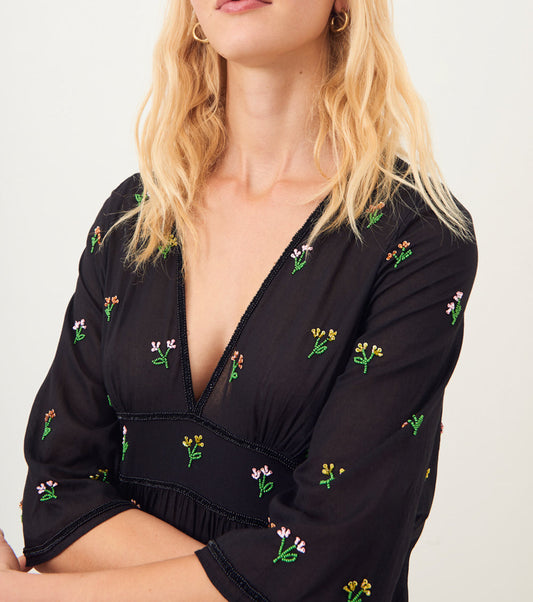 Robe longue bohème brodée Oriana