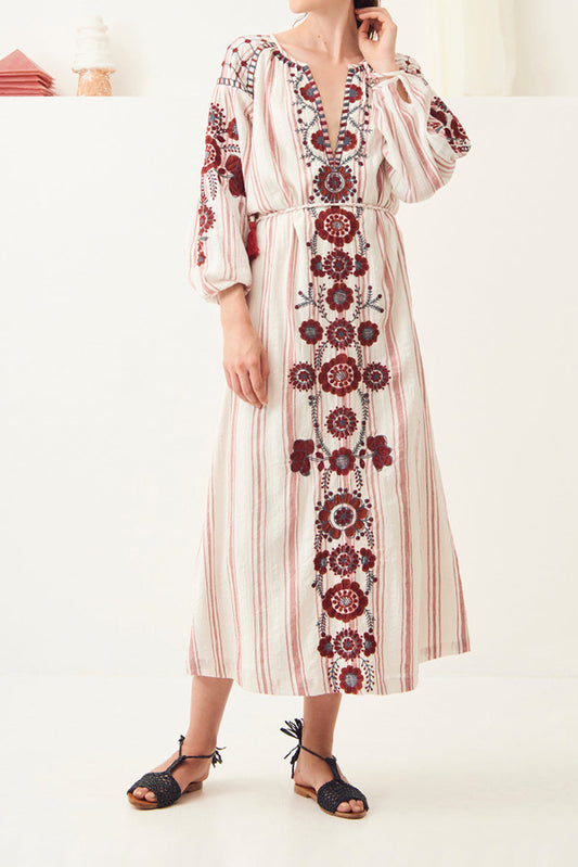 Robe longue brodée coton Camilla