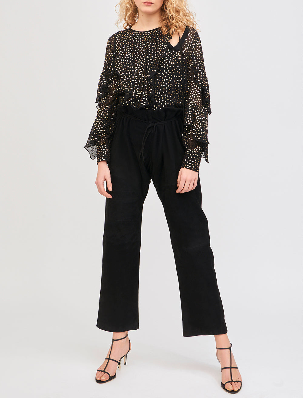 Dona sequined ruffled blouse