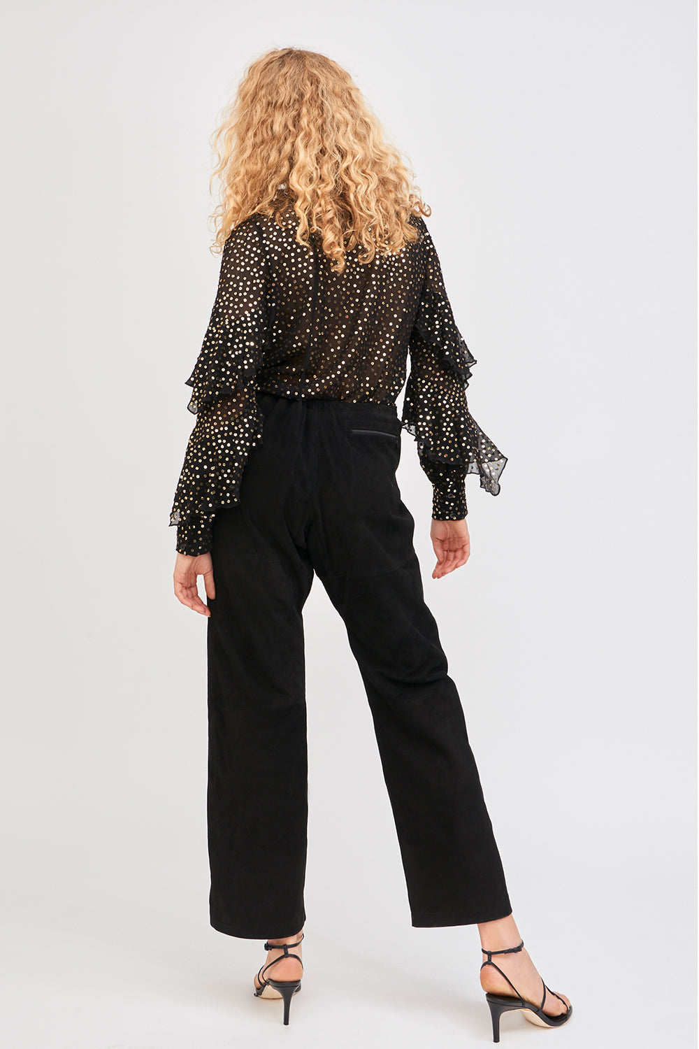 Dona sequined ruffled blouse