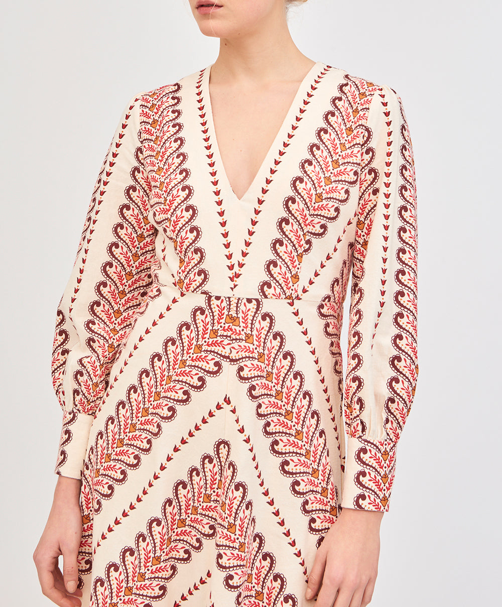 Robe longue crème à imprimé Huggi