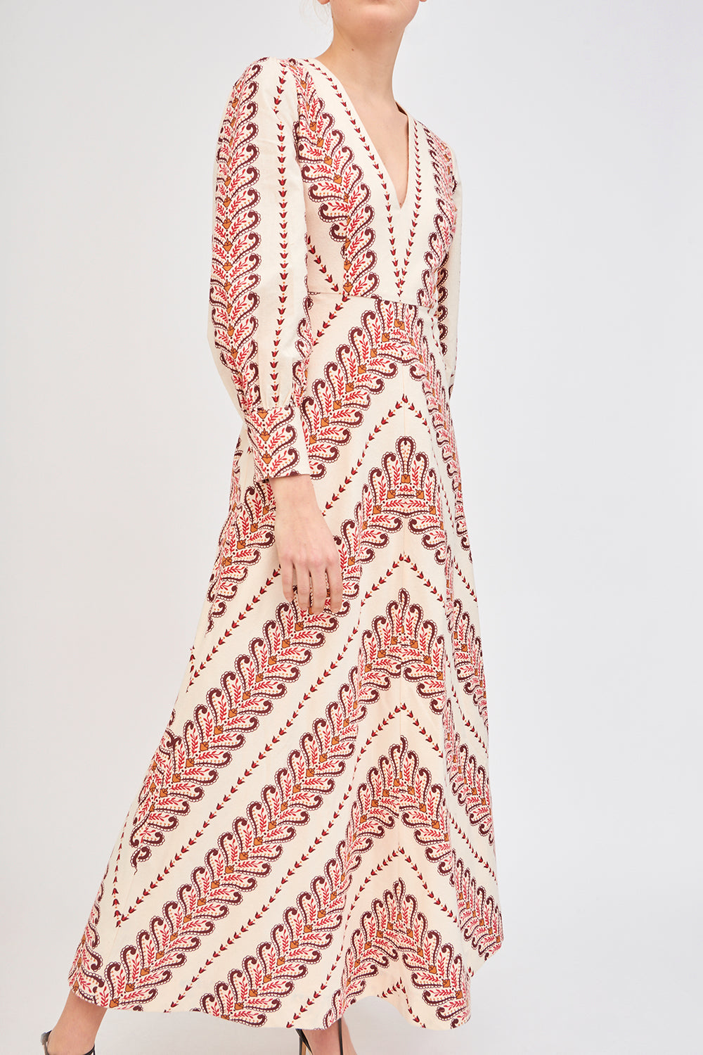 Robe longue crème à imprimé Huggi
