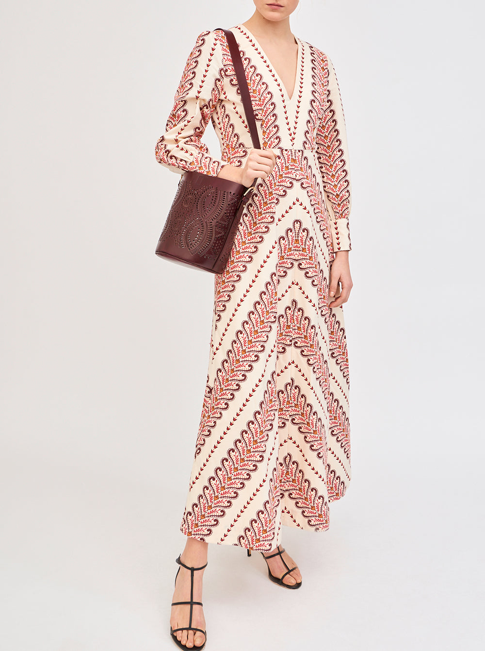 Robe longue crème à imprimé Huggi