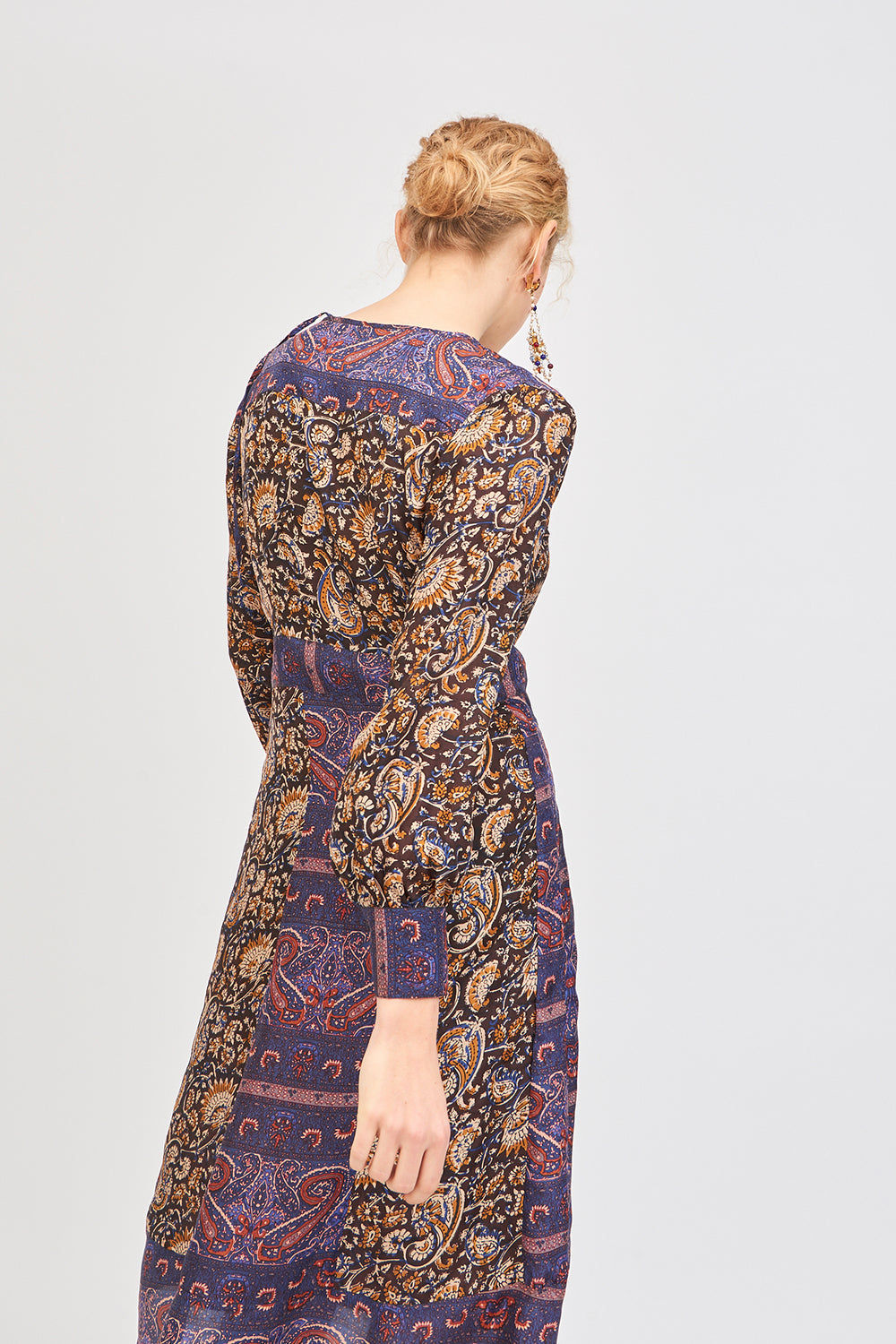 Robe en soie à imprimé baroque Keith – Antik Batik Vintage