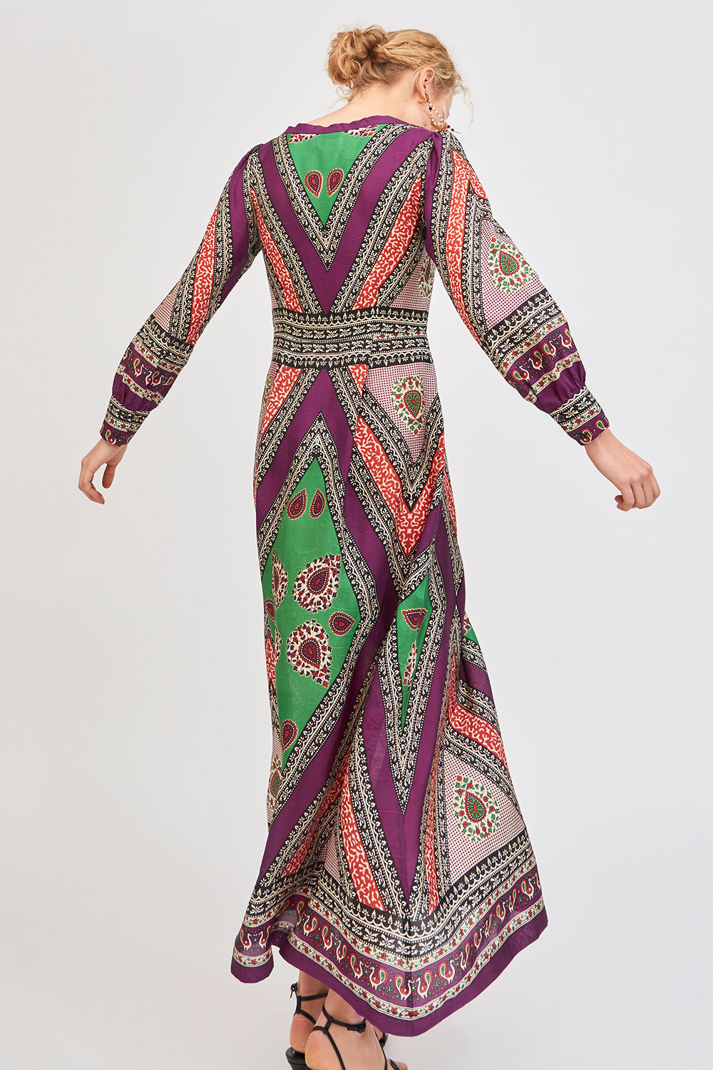 Robe longue en soie imprimée Oriana