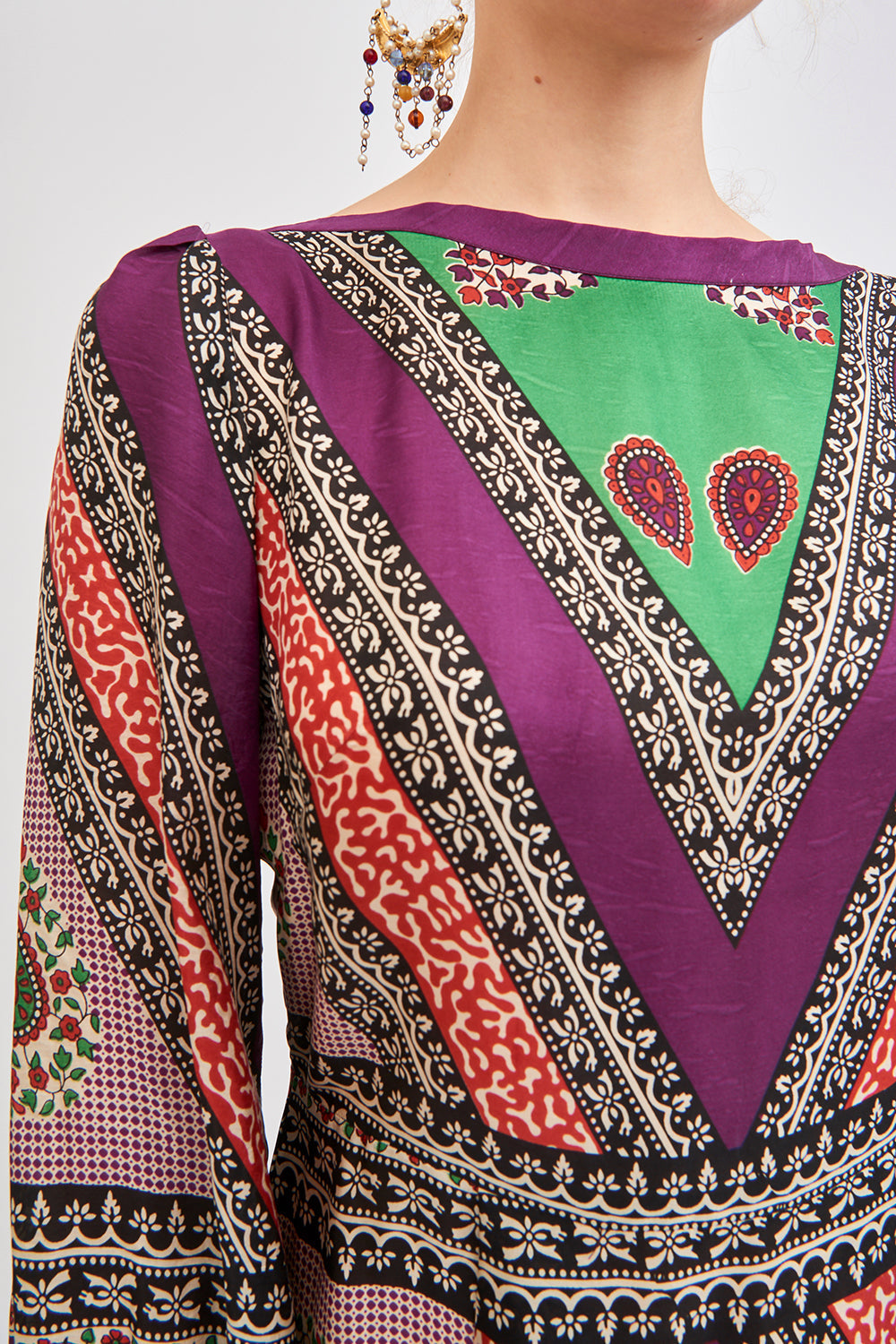 Robe longue en soie imprimée Oriana