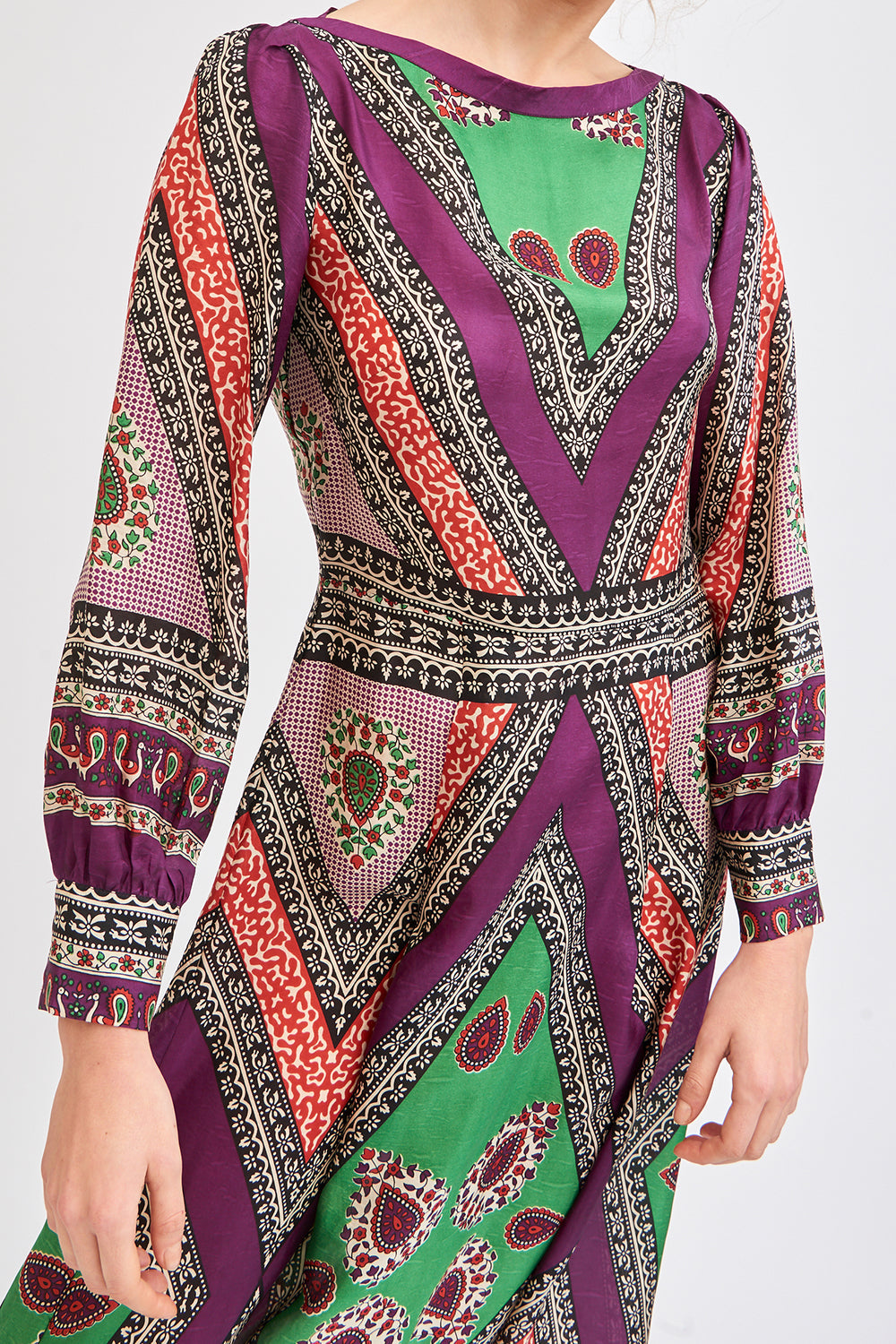 Robe longue en soie imprimée Oriana