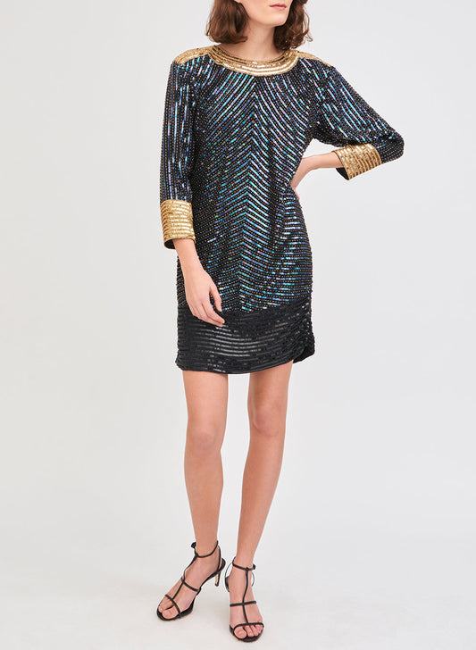 Party sequin-embroidered short dress