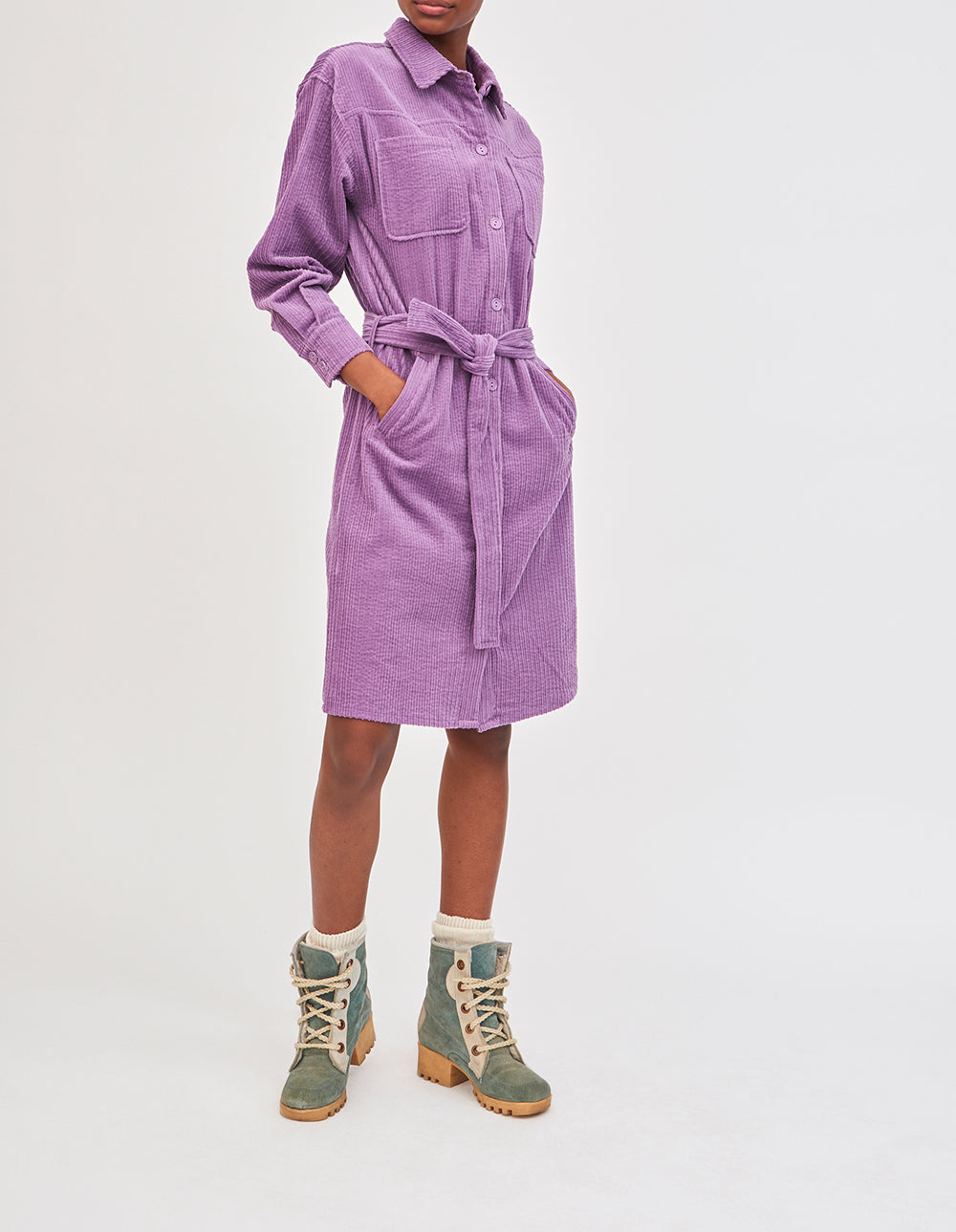 Robe chemise en velours côtelé Pipa