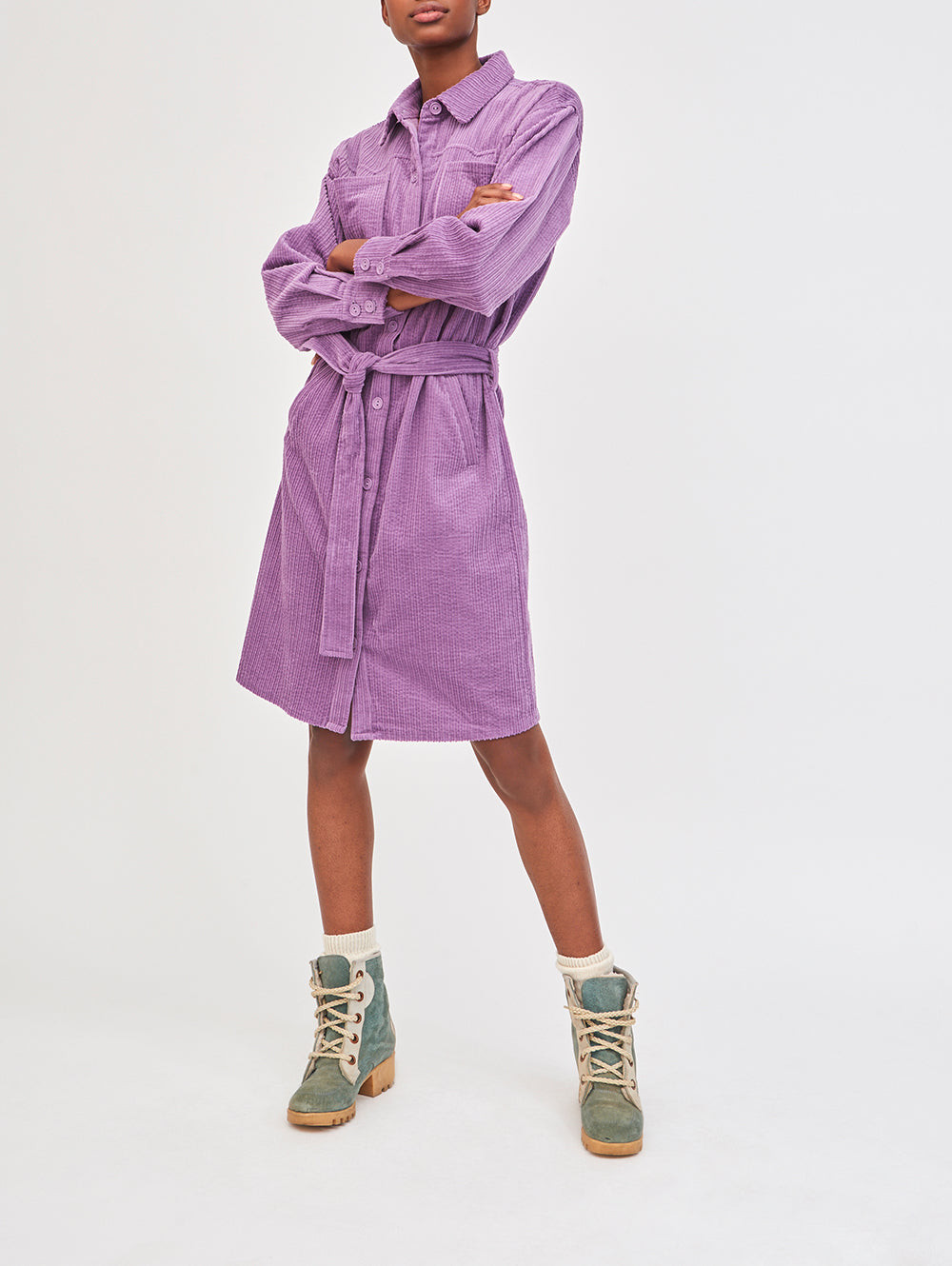 Robe chemise en velours côtelé Pipa