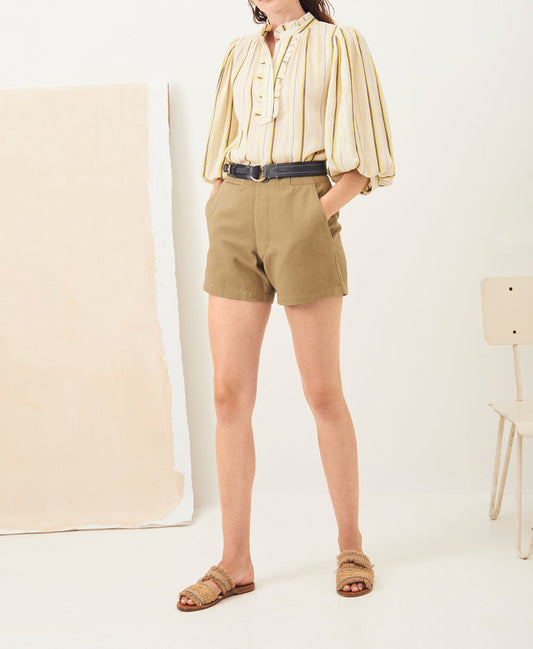 Ronan high-waisted cotton shorts