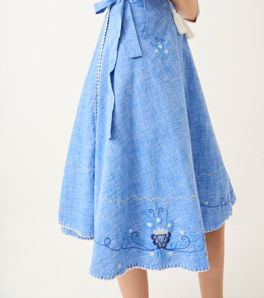 Ponye Embroidered Wrap Skirt