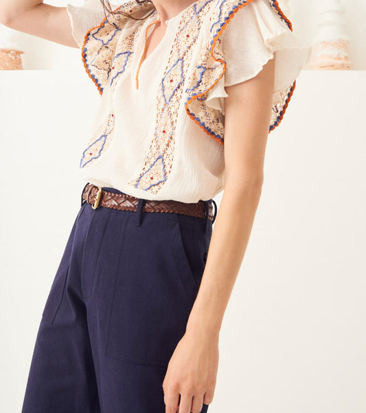 Colas crochet and embroidery top