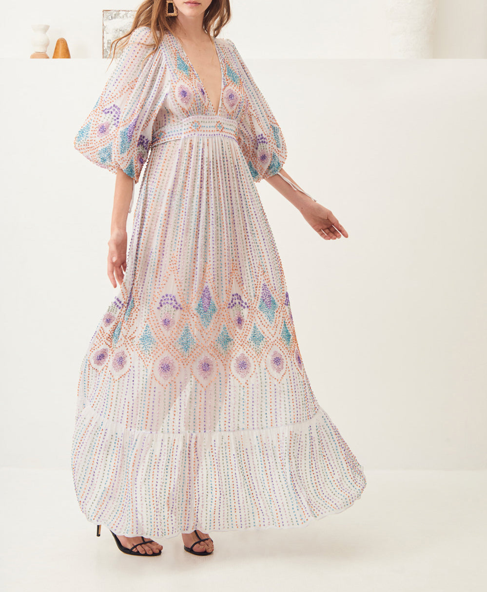 Robe longue brodee Emilia Antik Batik Vintage