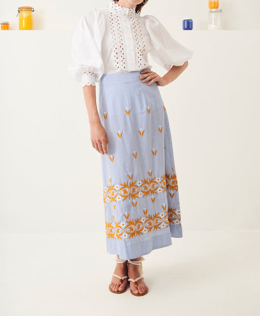 Mexica embroidered long skirt