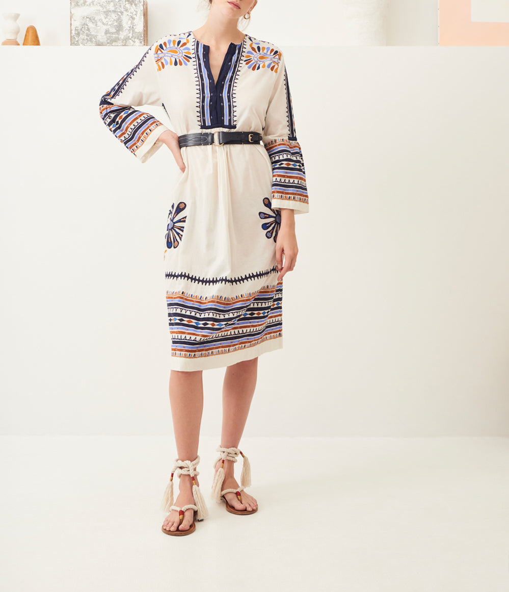 Malika embroidered ethnic mid-length dress