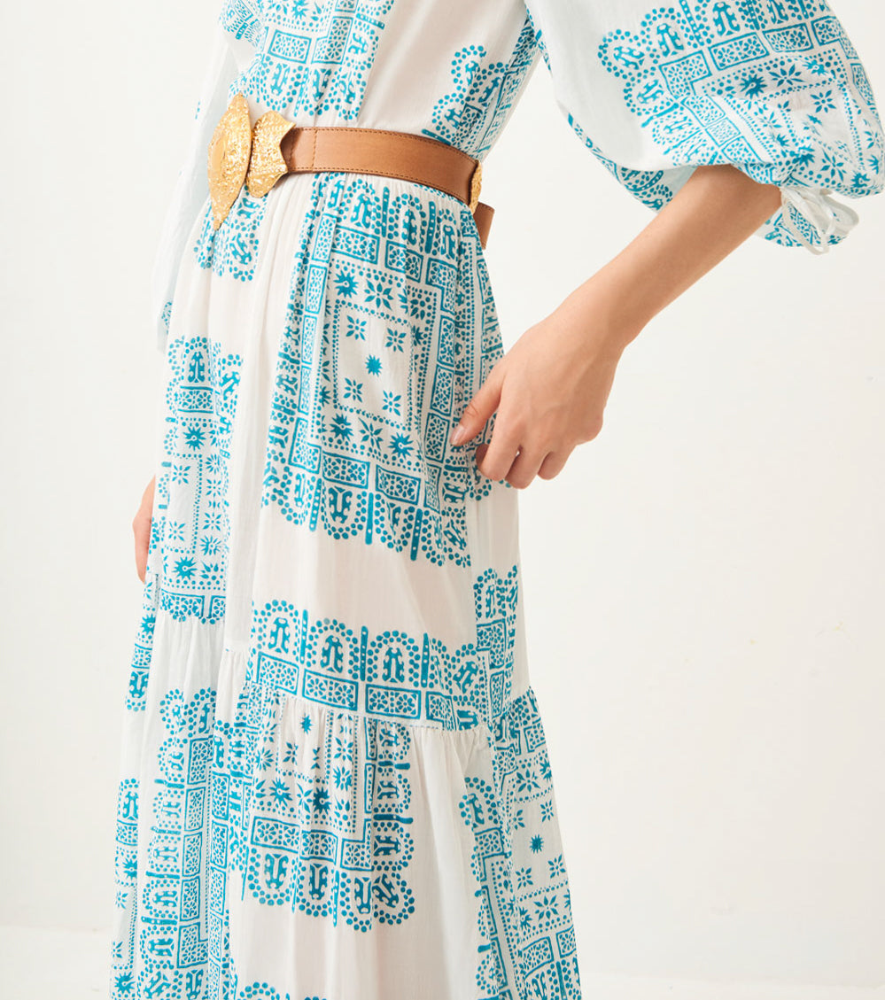 Robe longue fluide ethnique Nalii Antik Batik Vintage