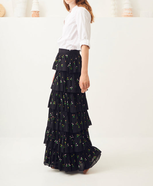Oriane long embroidered skirt