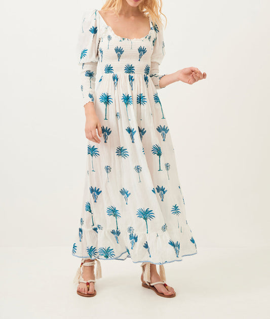 Fluid dress with puff sleeves Palmy