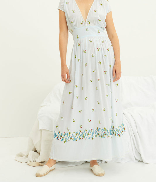 Robe longue brodée perles Beata