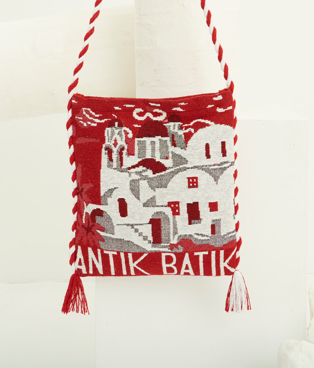 Santorini woven shoulder bag