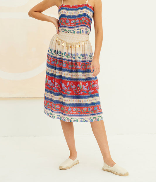 Jupe midi en soie imprimée Christina