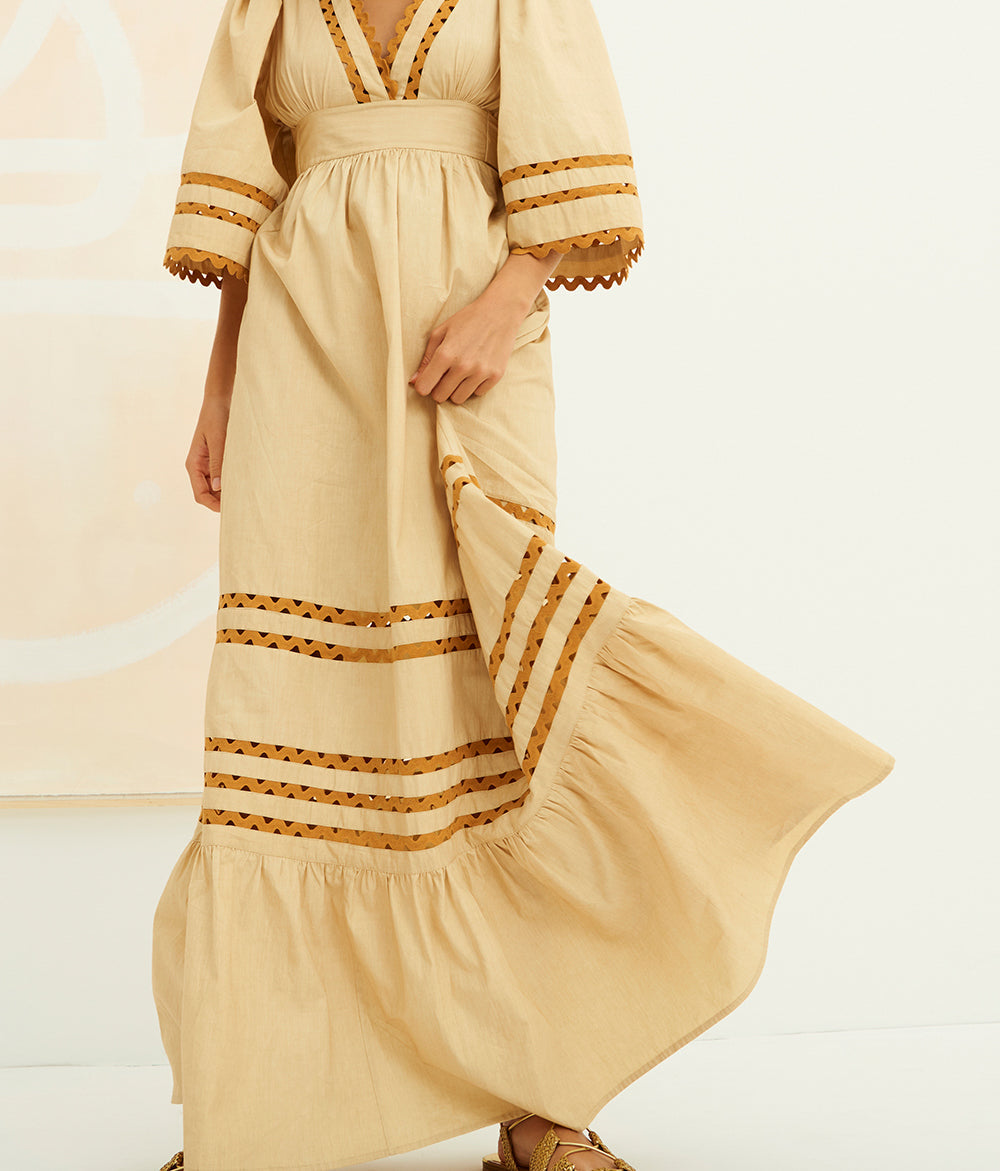 Vestido largo de popelina Mali