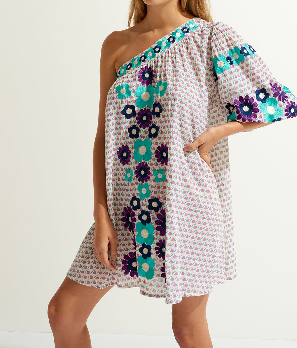 Robe courte brodée Apoline