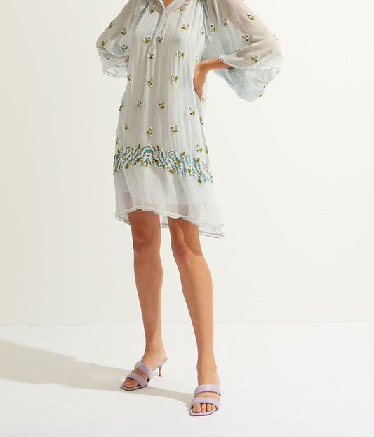 Robe courte brodée perles Beata