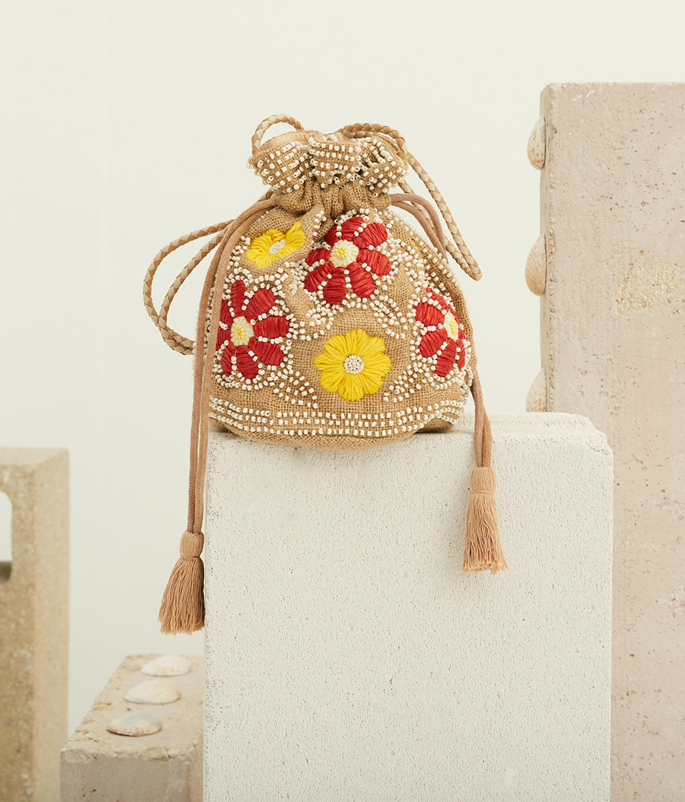 Yuke Embroidered Bucket Bag