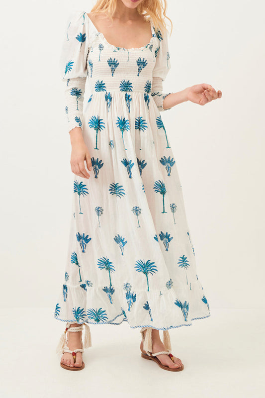 Robe fluide manches bouffantes Palmy