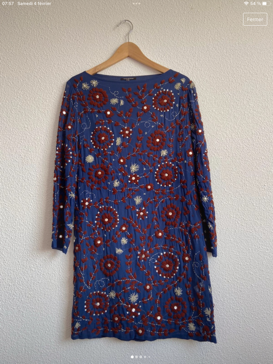 Robe bleu nuit imprimée