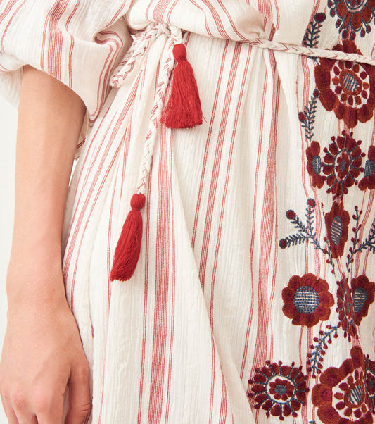 Robe longue brodée coton Camilla
