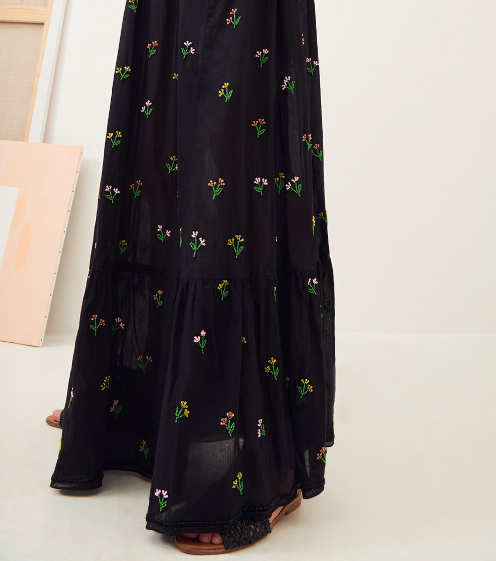 Robe longue bohème brodée Oriana