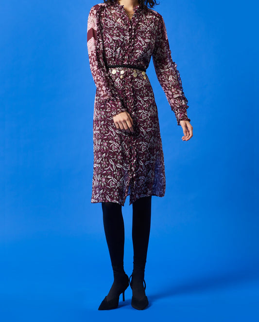 Robe chemise en soie imprimée Ilana