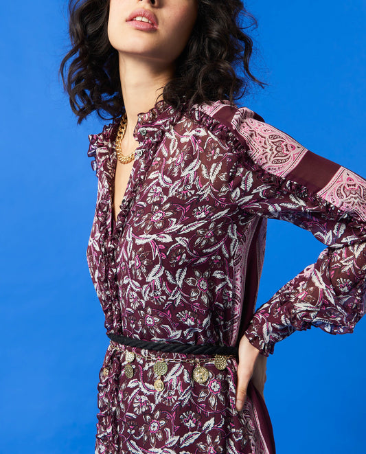 Robe chemise en soie imprimée Ilana