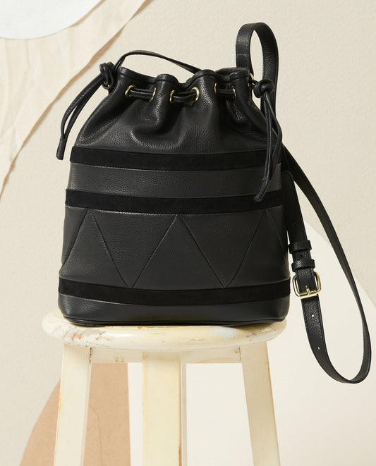 Sac seau Bala en cuir et daim