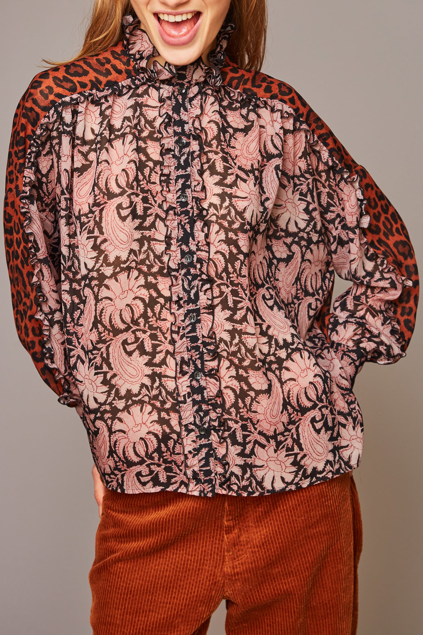 Chemise en soie Flowers