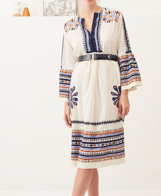 Malika embroidered ethnic mid-length dress