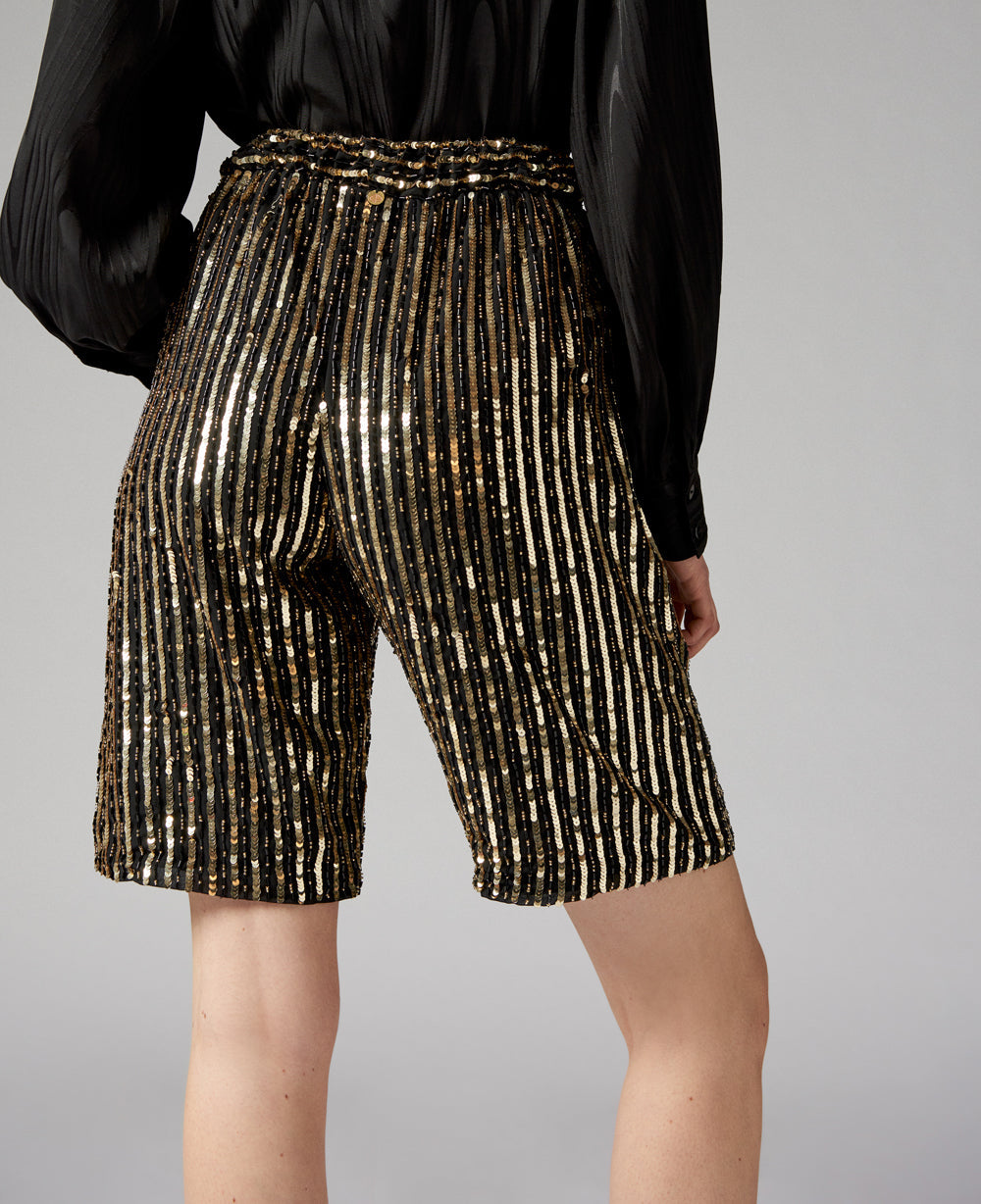 Melina Sequin Embroidered Long Shorts