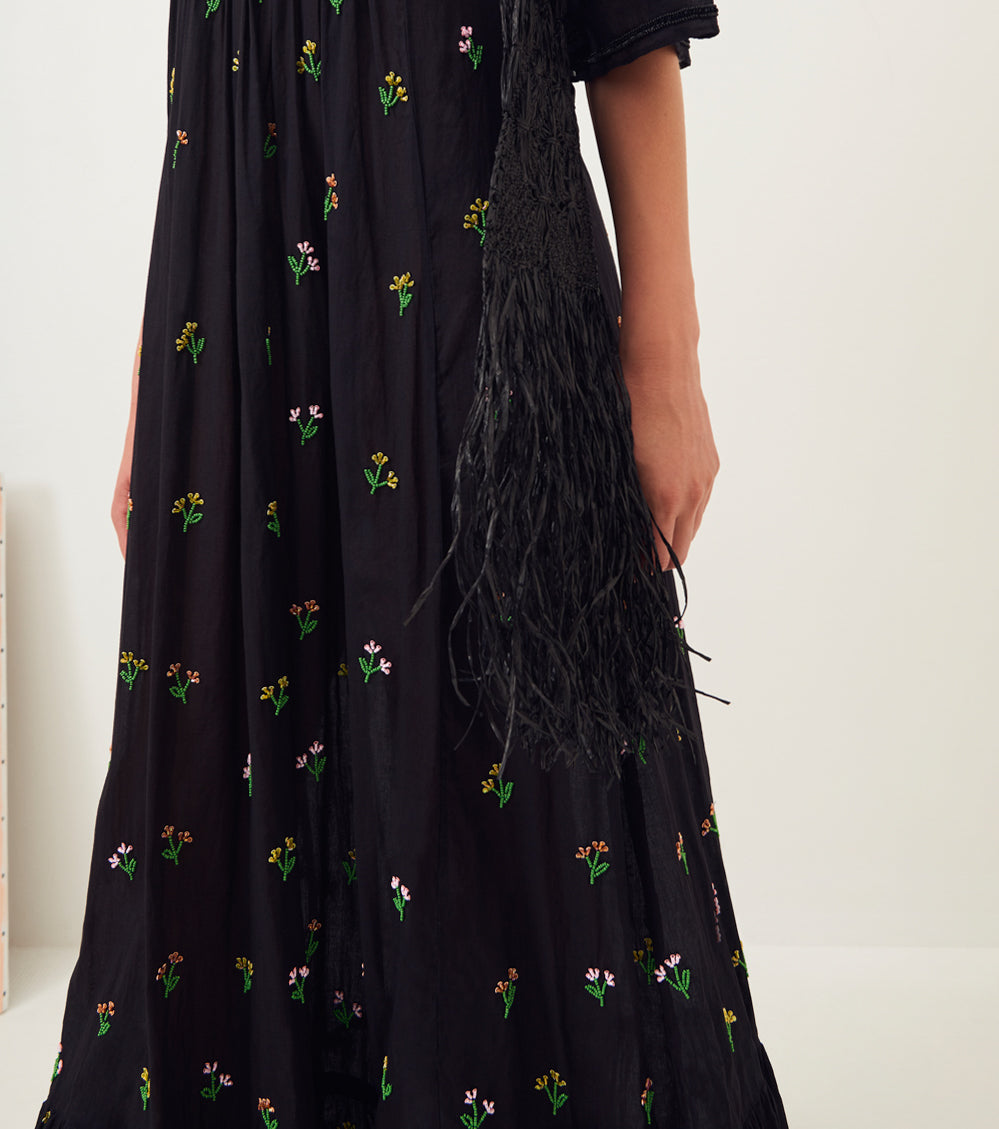 Robe longue bohème brodée Oriana