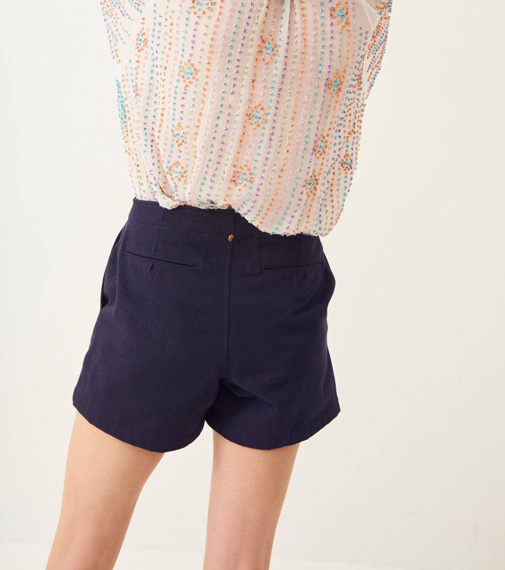 Ronan high-waisted cotton shorts