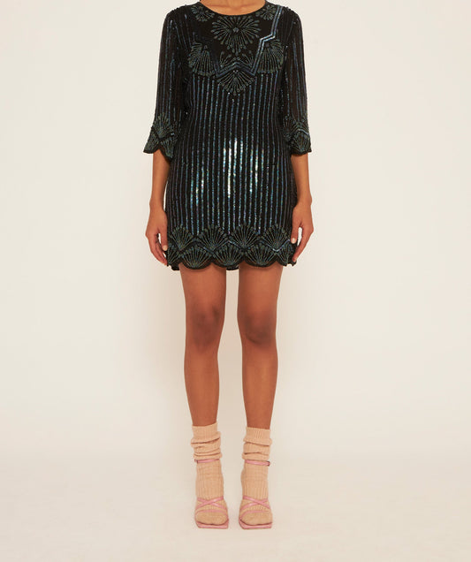 Leandra sequin-embroidered short dress