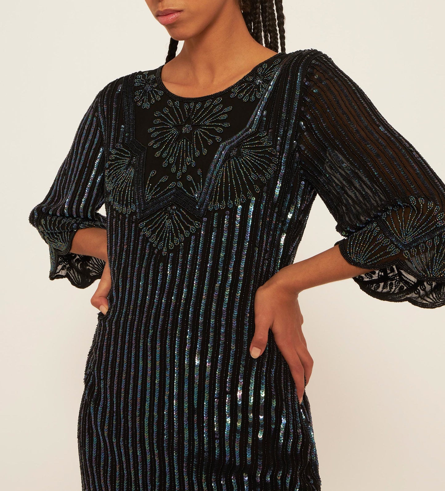 Leandra sequin-embroidered short dress