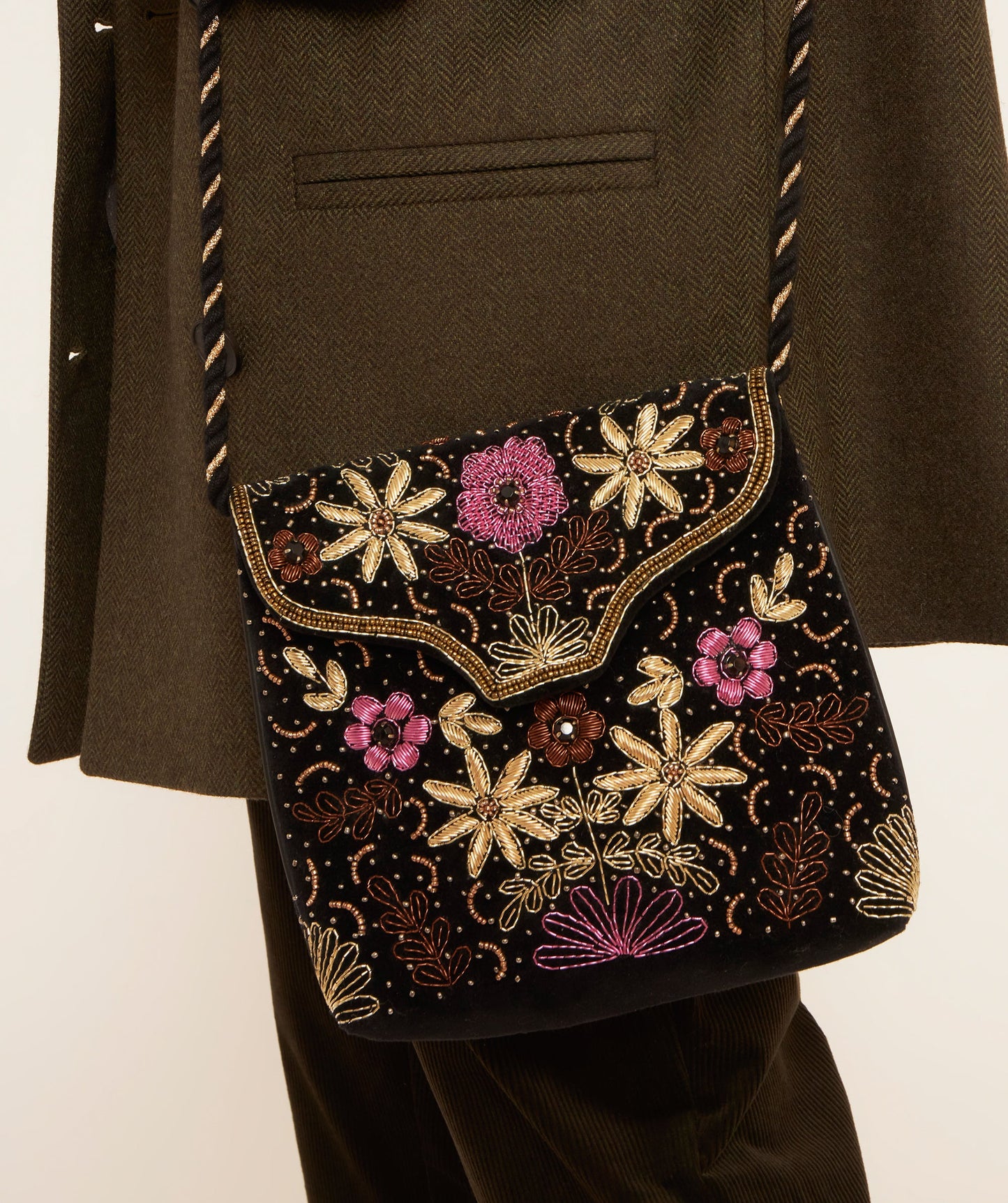Miranda Embroidered Velvet Bag