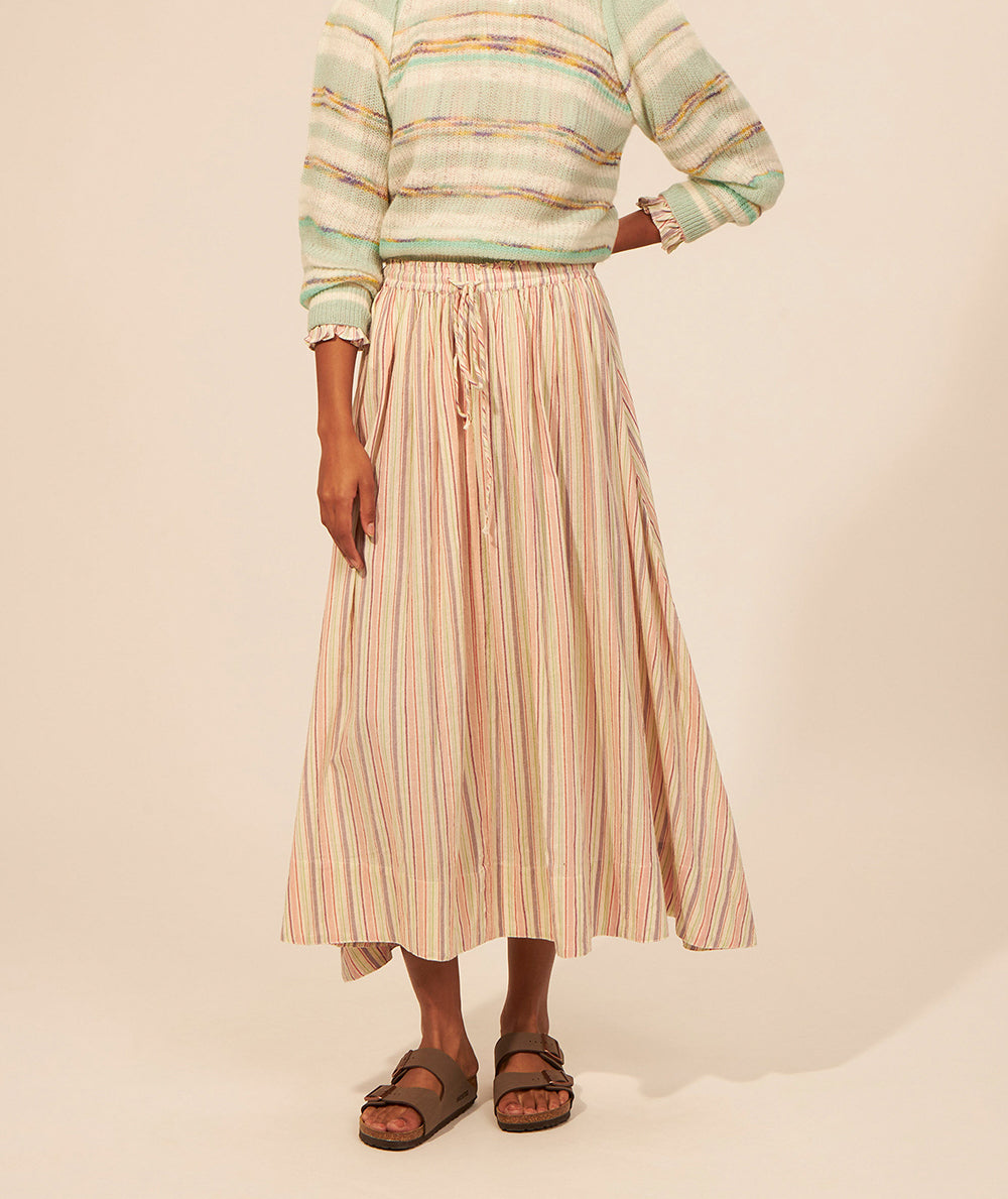Raphaelle long striped skirt