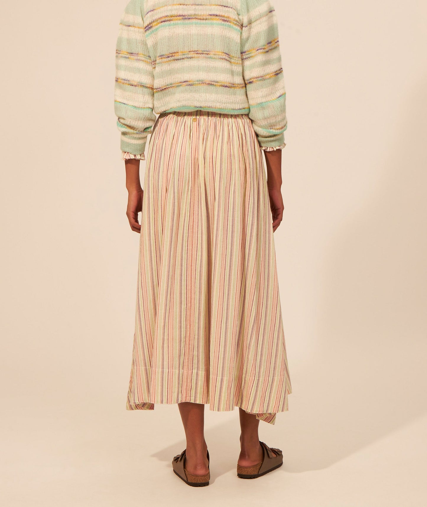 Raphaelle long striped skirt